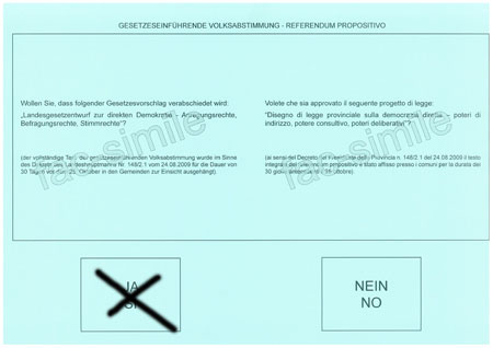 Hellblauer Stimmzettel.