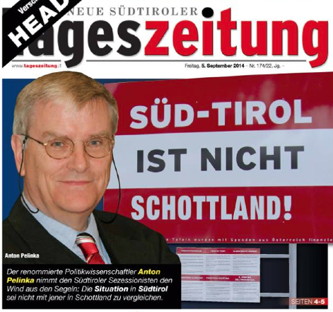 TAZ: Süd-Tirol ist nicht Schottland.