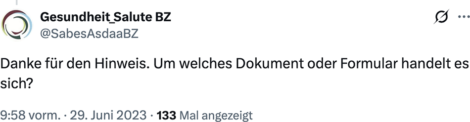 Danke für den Hinweis. Um welches Dokument oder Formular handelt es sich?